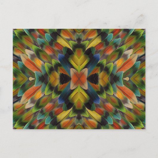 Fraktal Design der Lovebird Feathers Postkarte (Vorderseite)