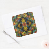 Fraktal Design der Lovebird Feathers Quadratischer Aufkleber (Umschlag)