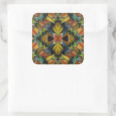 Fraktal Design der Lovebird Feathers Quadratischer Aufkleber (Tasche)