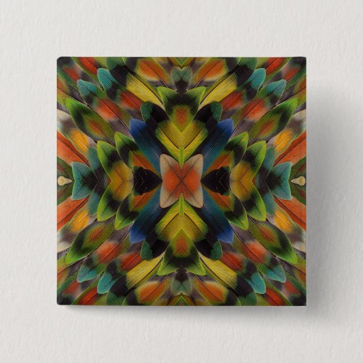 Fraktal Design der Lovebird-Federn Button (Vorderseite)