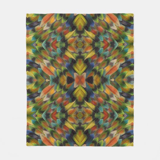 Fraktal Design der Lovebird-Federn Fleecedecke (Vorderseite)