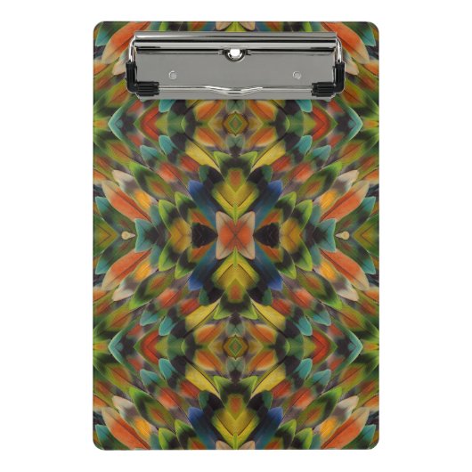 Fraktal Design der Lovebird-Federn Mini Klemmbrett (Vorderseite)