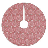 Fraktal Design in den roten und weißen Rändern Polyester Weihnachtsbaumdecke (Vorderseite)