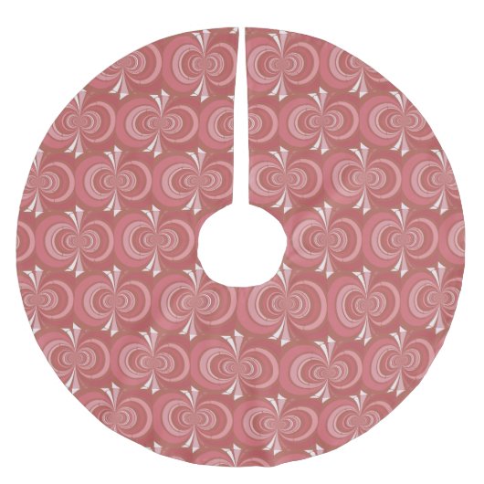 Fraktal Design in den roten und weißen Rändern Polyester Weihnachtsbaumdecke (Vorderseite)