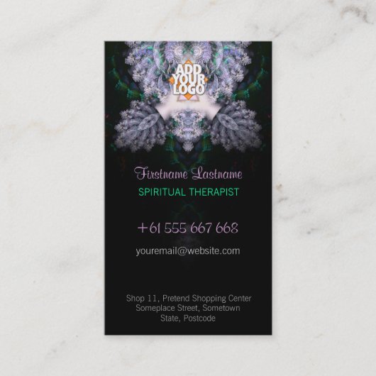 Fraktal Diamond Rose Black Business Card Visitenkarte (Vorderseite)