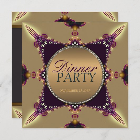 Fraktal Dreams Dinner Party Einladung (Vorne/Hinten)