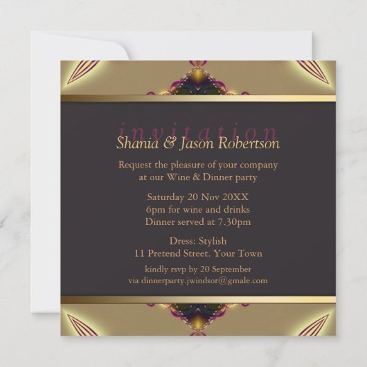 Fraktal Dreams Dinner Party Einladung (Rückseite)