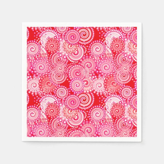 Fraktal-Drehmuster, rot und heiß rosa Serviette (Vorderseite)