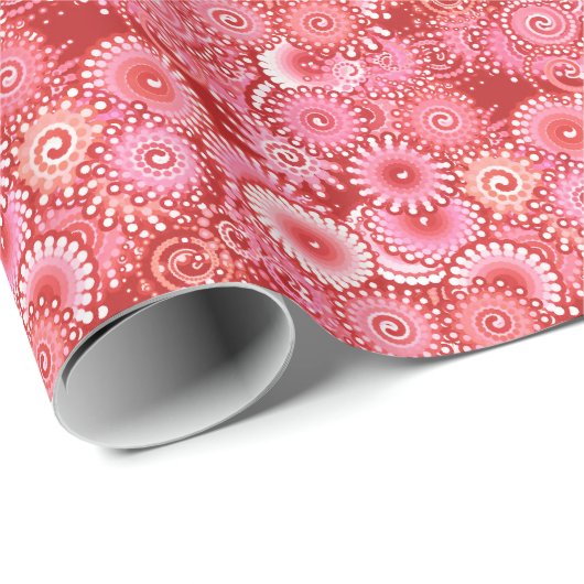 Fraktal-Drehmuster, tiefrote Farbtöne Geschenkpapier (Rolleneckpunkt)