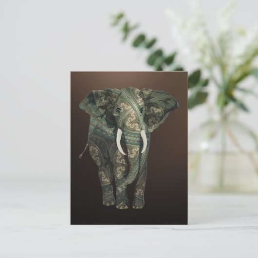 Fraktal Elephant Postkarte (Stehend Vorderseite)