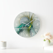 Fraktal Evolution, Golden Türkis Abstrakte Kunst Große Wanduhr (Zuhause)