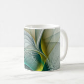 Fraktal Evolution, Golden Türkis Abstrakte Kunst Kaffeetasse (VorderseiteRechts)