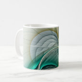 Fraktal Evolution, Golden Türkis Abstrakte Kunst Kaffeetasse (Vorderseite Links)