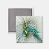 Fraktal Evolution, Golden Türkis Abstrakte Kunst Magnet (Vorderseite/Rückseite)