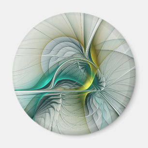 Fraktal Evolution, Golden Türkis Abstrakte Kunst Magnet