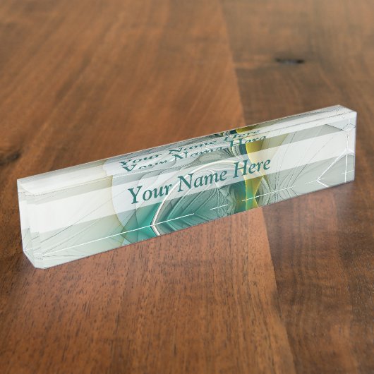 Fraktal Evolution, Golden Türkis Abstrakte Kunst Namensplakette (Seite)