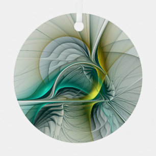 Fraktal Evolution, Golden Türkis Abstrakte Kunst Ornament Aus Metall