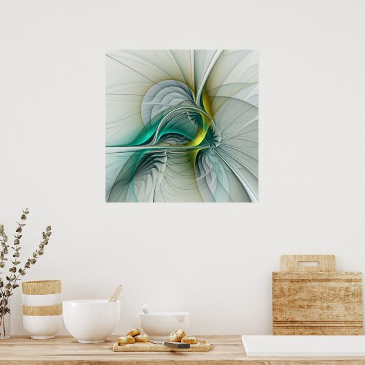 Fraktal Evolution, Golden Türkis Abstrakte Kunst Poster (Küche)