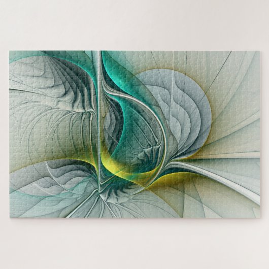 Fraktal Evolution, Golden Türkis Abstrakte Kunst Puzzle (Horizontal)