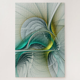 Fraktal Evolution, Golden Türkis Abstrakte Kunst Puzzle