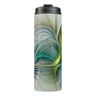 Fraktal Evolution, Golden Türkis Abstrakte Kunst Thermosbecher
