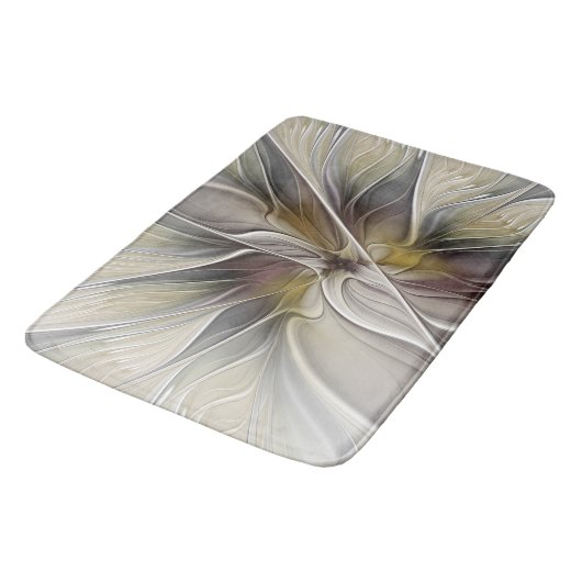 Fraktal, Fantasy-Blume mit Erdfarben Badematte (Schrägansicht)