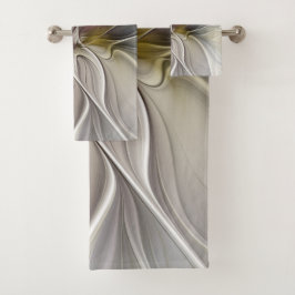 Fraktal, Fantasy-Blume mit Erdfarben Badhandtuch Set