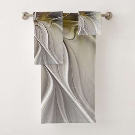 Fraktal, Fantasy-Blume mit Erdfarben Badhandtuch Set (Insitu)