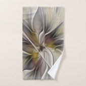 Fraktal, Fantasy-Blume mit Erdfarben Badhandtuch Set (Handtuch)