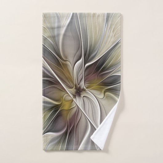 Fraktal, Fantasy-Blume mit Erdfarben Badhandtuch Set (Handtuch)