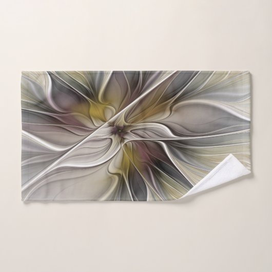 Fraktal, Fantasy-Blume mit Erdfarben Badhandtuch Set (Handtuch)