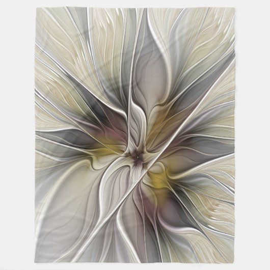 Fraktal, Fantasy-Blume mit Erdfarben Fleecedecke (Vorderseite)