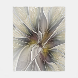 Fraktal, Fantasy-Blume mit Erdfarben Fleecedecke