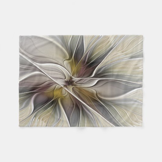 Fraktal, Fantasy-Blume mit Erdfarben Fleecedecke (Vorderseite (Horizontal))