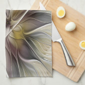 Fraktal, Fantasy-Blume mit Erdfarben Geschirrtuch (Viertel Falte)