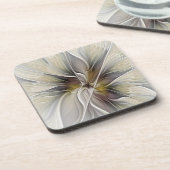 Fraktal, Fantasy-Blume mit Erdfarben Getränkeuntersetzer (Linke Seite)