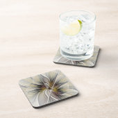 Fraktal, Fantasy-Blume mit Erdfarben Getränkeuntersetzer (Rechte Seite)