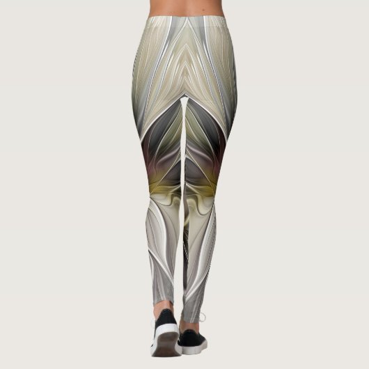 Fraktal, Fantasy-Blume mit Erdfarben Leggings (Rückseite)