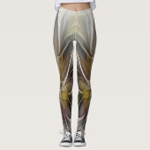 Fraktal, Fantasy-Blume mit Erdfarben Leggings (Vorderseite)