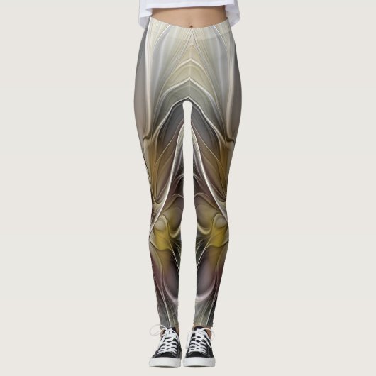 Fraktal, Fantasy-Blume mit Erdfarben Leggings (Vorderseite)