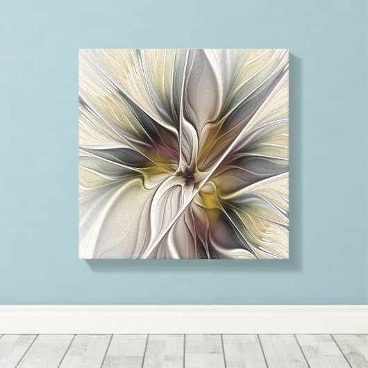 Fraktal, Fantasy-Blume mit Erdfarben Leinwanddruck (Insitu (Holzboden))