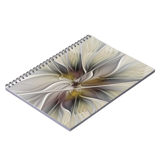 Fraktal, Fantasy-Blume mit Erdfarben Notizblock (Linke Seite)