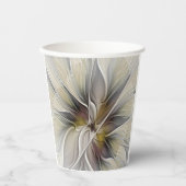 Fraktal, Fantasy-Blume mit Erdfarben Pappbecher (Vorderseite)