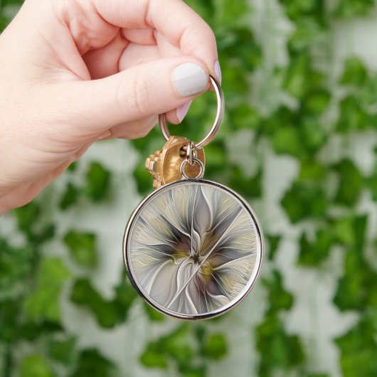 Fraktal, Fantasy-Blume mit Erdfarben Schlüsselanhänger (Hand)