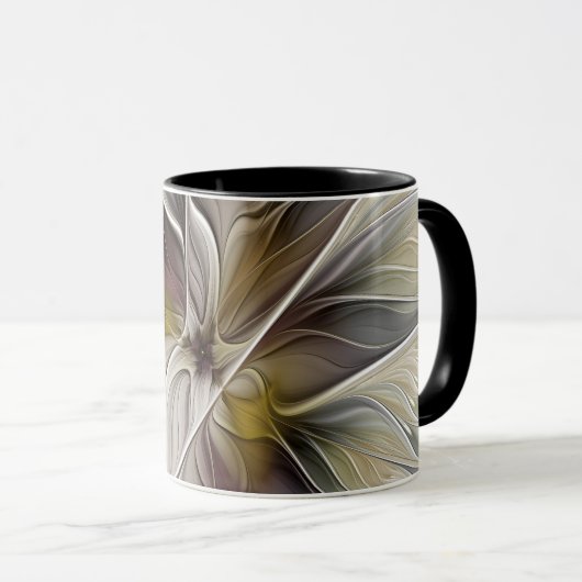 Fraktal, Fantasy-Blume mit Erdfarben Tasse (VorderseiteRechts)