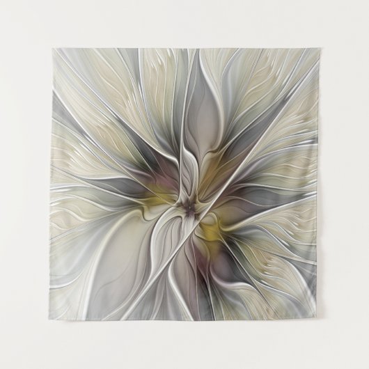 Fraktal, Fantasy-Blume mit Erdfarben Wandteppich (Vorderseite)