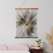 Fraktal, Fantasy-Blume mit Erdfarben Wandteppich Mit Holzrahmen (Schlafzimmer)