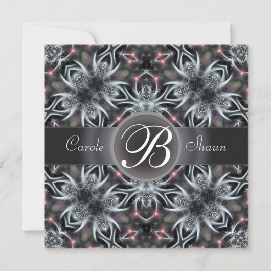 Fraktal Fantasy Sky Monogram Wedding Einladung (Vorderseite)