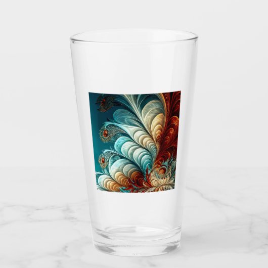 Fraktal Feathers Glass Tumbler (Vorderseite)
