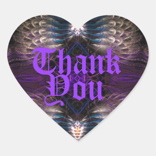 Fraktal Feathers Gothic Heart Danke Aufkleber (Vorderseite)